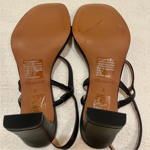 Madewell black and brown/tan Cherelle slingback leather heel sandal US size 8 - Picture 6 of 7
